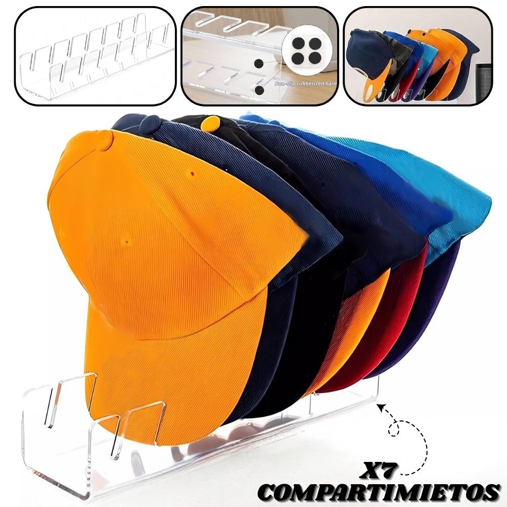 Soporte Organizador de Gorras 7 Puestos