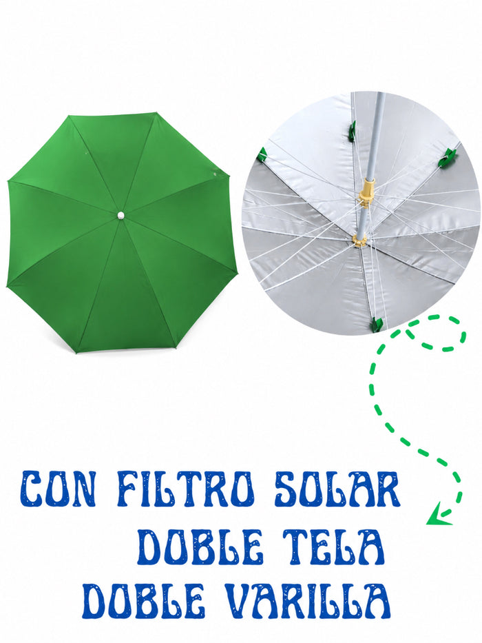 Parasol 100 cm unicolor doble tela — REF: TT-107