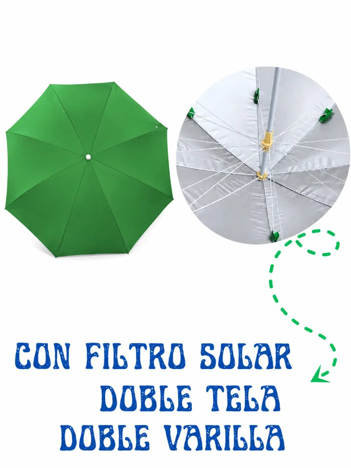 Parasol 140 cm unicolor doble tela — REF: TT-105